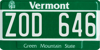 VT license plate ZOD646