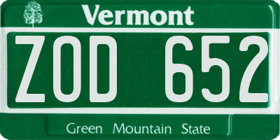 VT license plate ZOD652