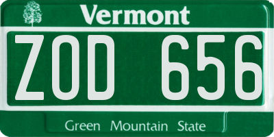 VT license plate ZOD656