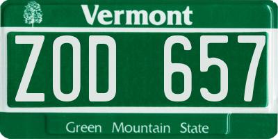 VT license plate ZOD657