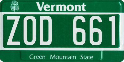 VT license plate ZOD661