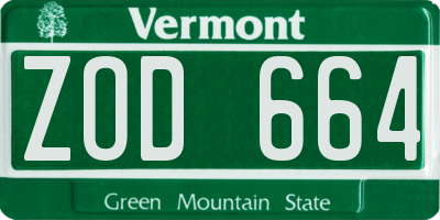 VT license plate ZOD664