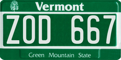 VT license plate ZOD667