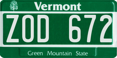 VT license plate ZOD672