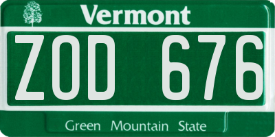 VT license plate ZOD676