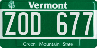 VT license plate ZOD677