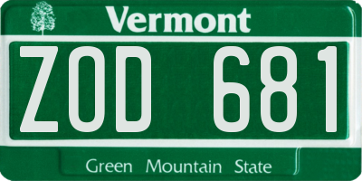 VT license plate ZOD681
