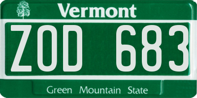 VT license plate ZOD683