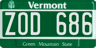 VT license plate ZOD686