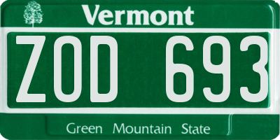 VT license plate ZOD693