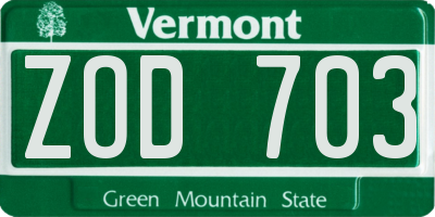 VT license plate ZOD703