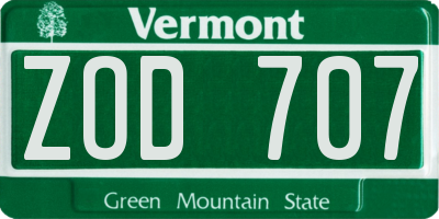VT license plate ZOD707