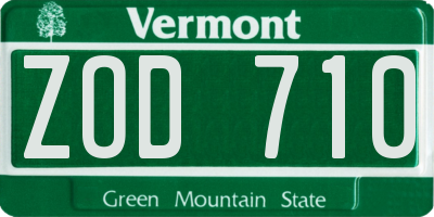 VT license plate ZOD710