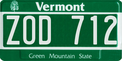 VT license plate ZOD712