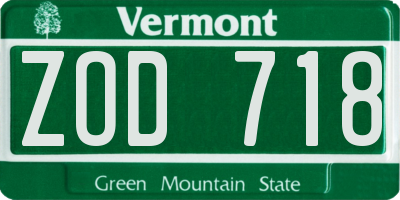 VT license plate ZOD718