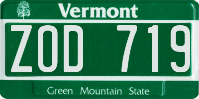 VT license plate ZOD719
