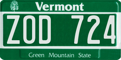 VT license plate ZOD724