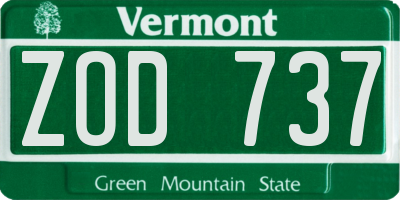 VT license plate ZOD737