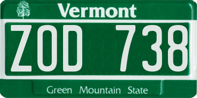 VT license plate ZOD738