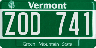 VT license plate ZOD741
