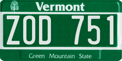 VT license plate ZOD751