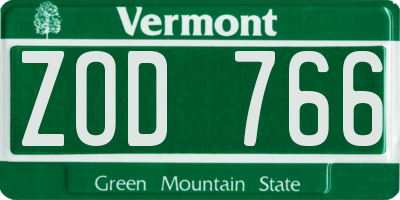 VT license plate ZOD766