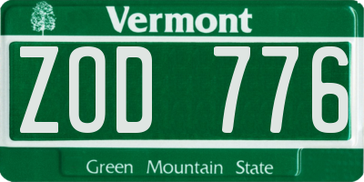 VT license plate ZOD776