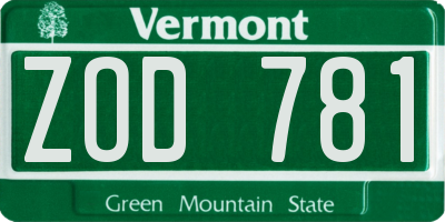 VT license plate ZOD781