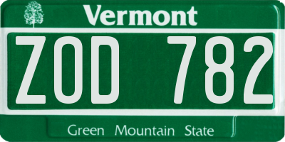 VT license plate ZOD782