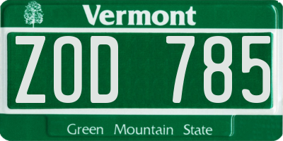 VT license plate ZOD785