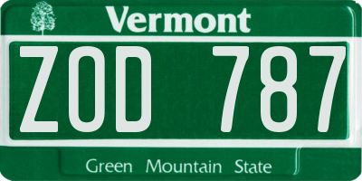 VT license plate ZOD787