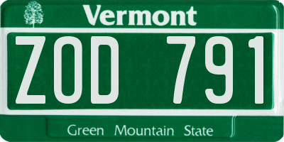 VT license plate ZOD791