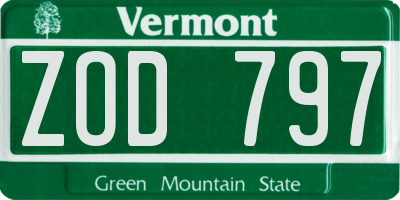 VT license plate ZOD797