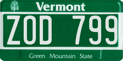 VT license plate ZOD799
