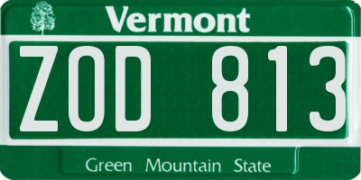 VT license plate ZOD813