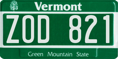 VT license plate ZOD821