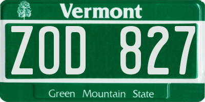 VT license plate ZOD827