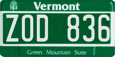VT license plate ZOD836