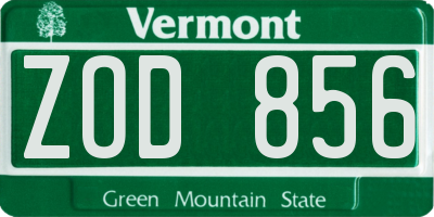 VT license plate ZOD856