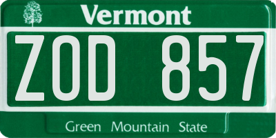 VT license plate ZOD857