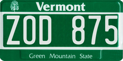 VT license plate ZOD875