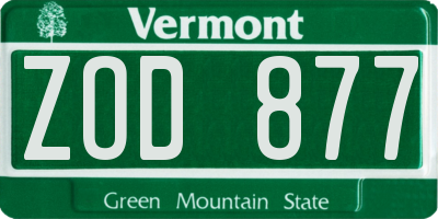 VT license plate ZOD877
