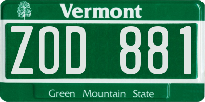 VT license plate ZOD881
