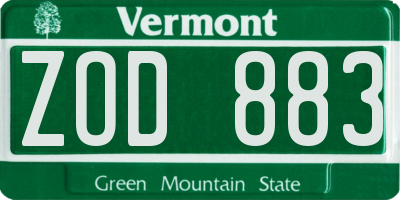 VT license plate ZOD883