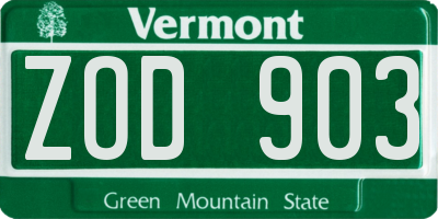 VT license plate ZOD903