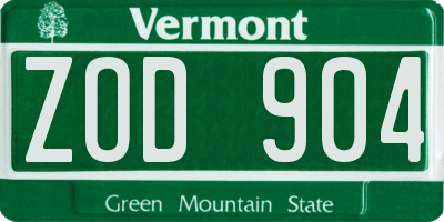 VT license plate ZOD904