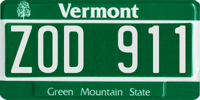 VT license plate ZOD911