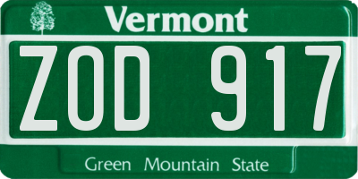 VT license plate ZOD917