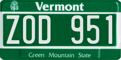 VT license plate ZOD951