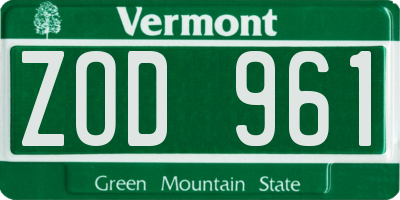 VT license plate ZOD961